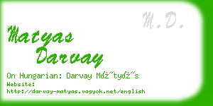 matyas darvay business card